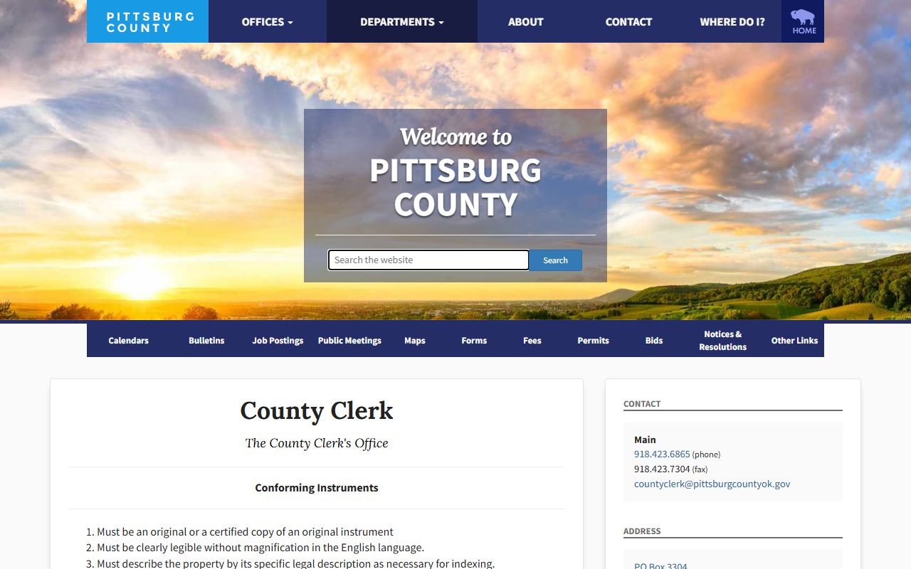 Pittsburg County court dockets and county document formatting rules
