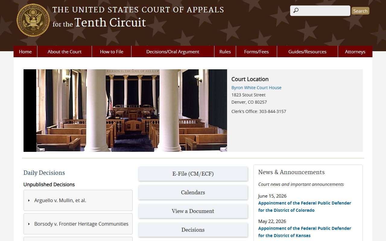 Tenth Circuit federal appeals court above the Eastern District serving Pittsburg County