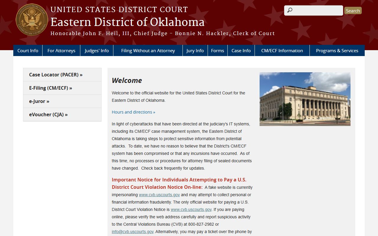 Eastern District of Oklahoma federal court serving Pittsburg County records