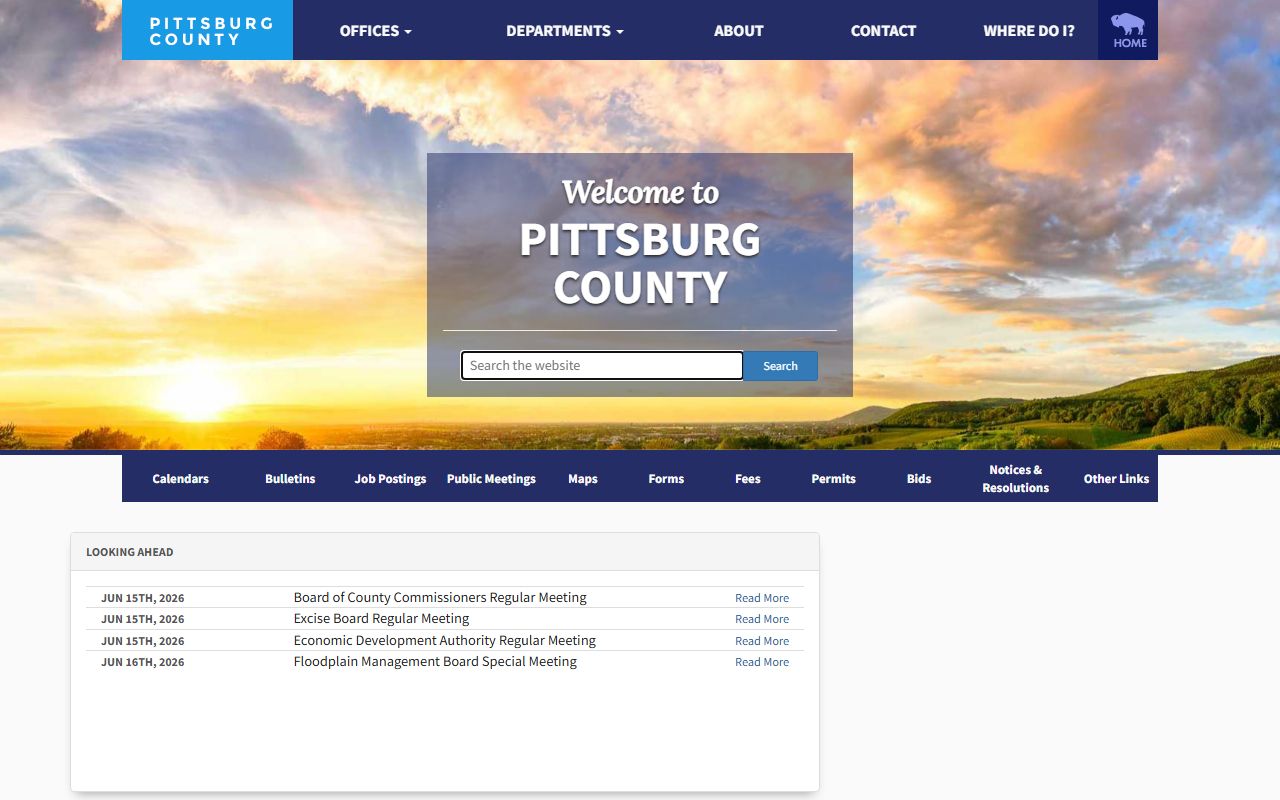 Pittsburg County court officials listed on the official county homepage
