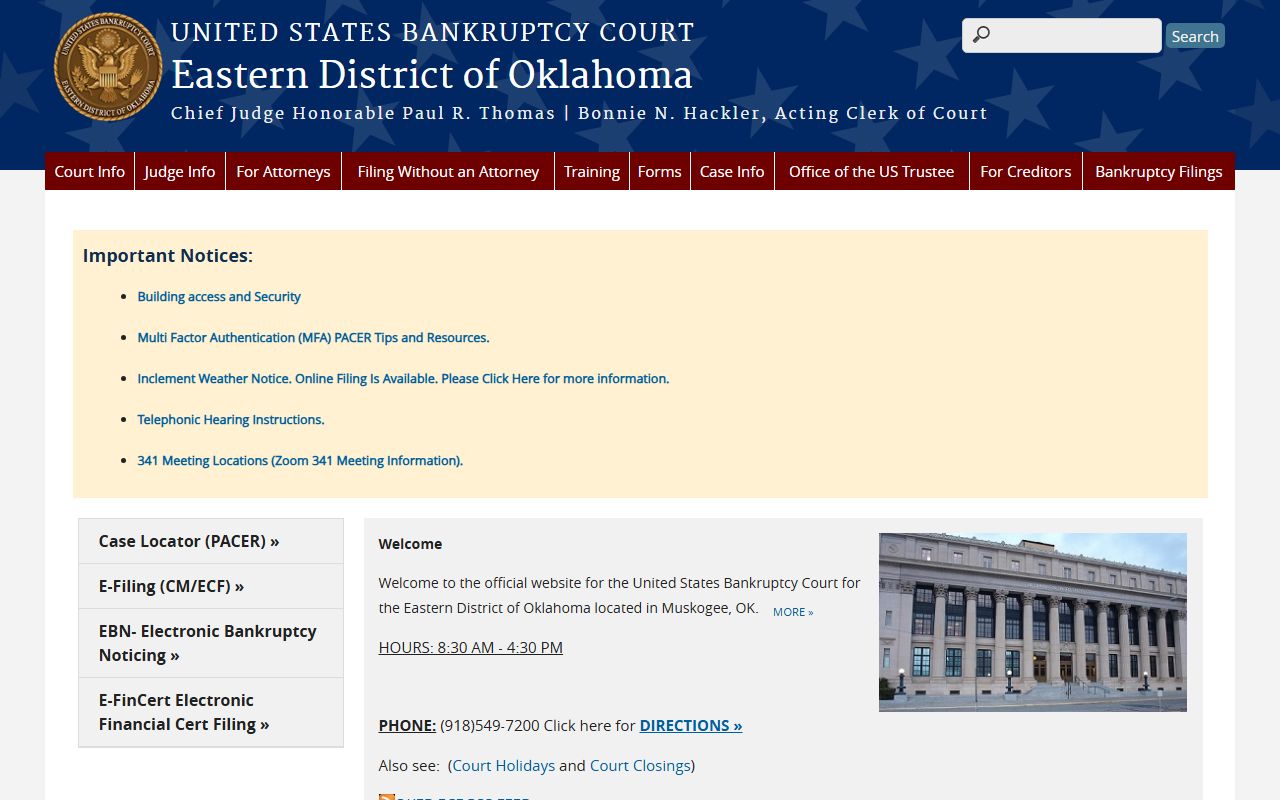 Pittsburg County probate inquiries point bankruptcy estate records to the U.S. Bankruptcy Court for the Eastern District of Oklahoma