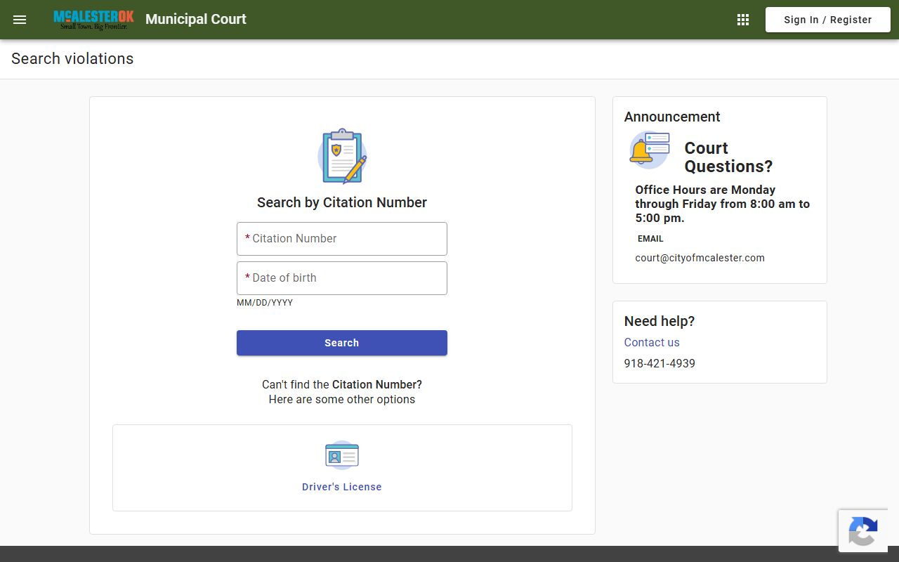 McAlester portal used to search Pittsburg County traffic citations